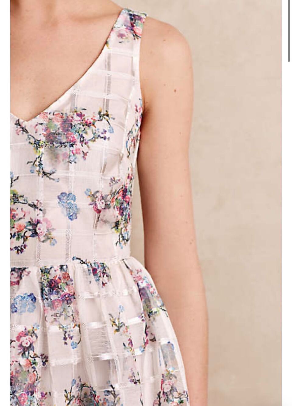 ANTHROPOLOGIE Maeve Peony Garden Dress In Ivory Size 8 NWT